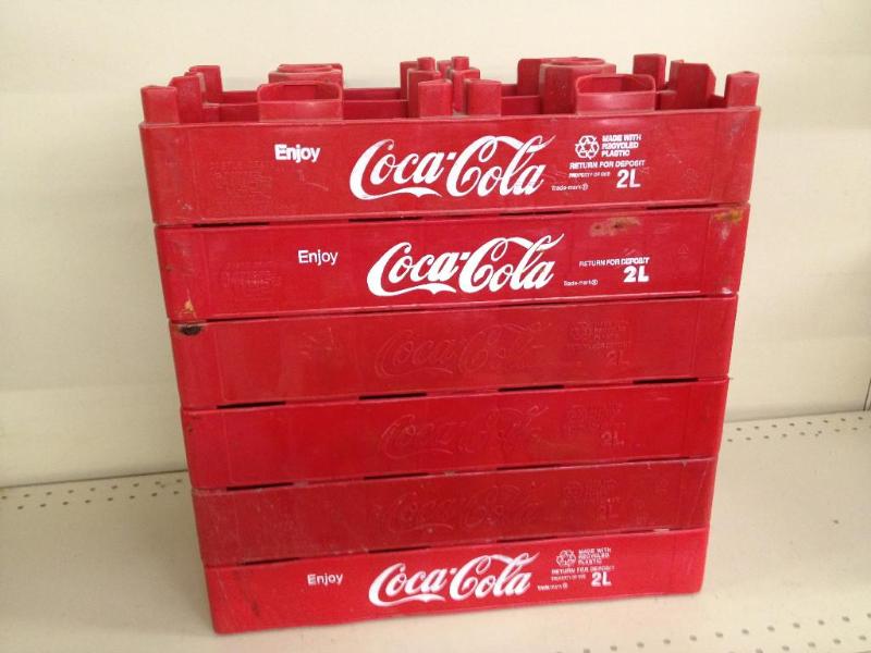 lot 36 image: 7 Red Coca-Cola Crates