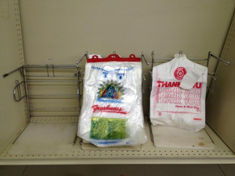 lot 49 image: 3 T-Shirt Style Shopping Bag Dispenser