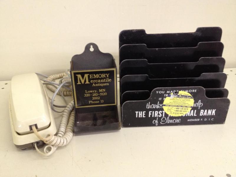 lot 60 image: Vintage Telephone, Mail Sorter and Toothpick Holder