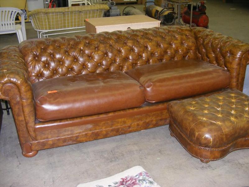 Sofa and Ottoman, Brown some condi...