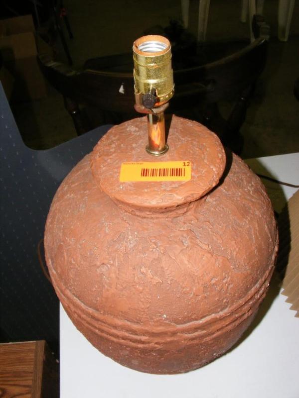 Brown Clay Base Lamp with Shade, mi...