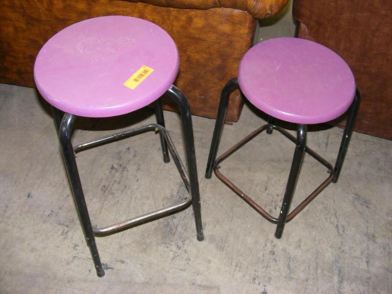 Two Stools, Black metal legs with P...