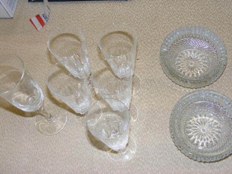 Lot of champagne glasses and two gl...