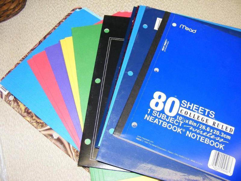 Lot of writing paper and folders, b...