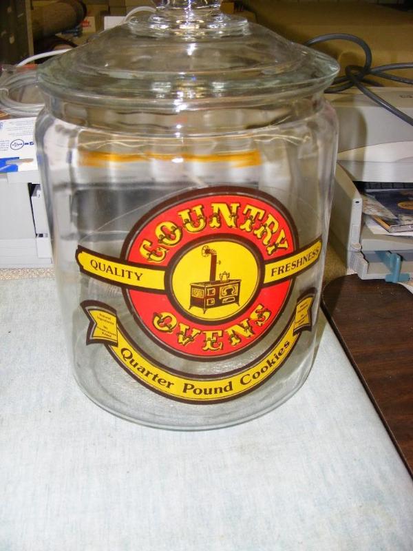 Large Glass Cookie Jar, Country Ove...
