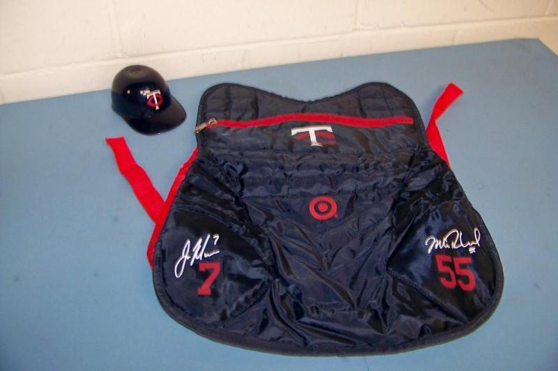 lot 37 image: Minnesota Twins, Joe Mauer  Mike Redmond Catchers Chest Backpack