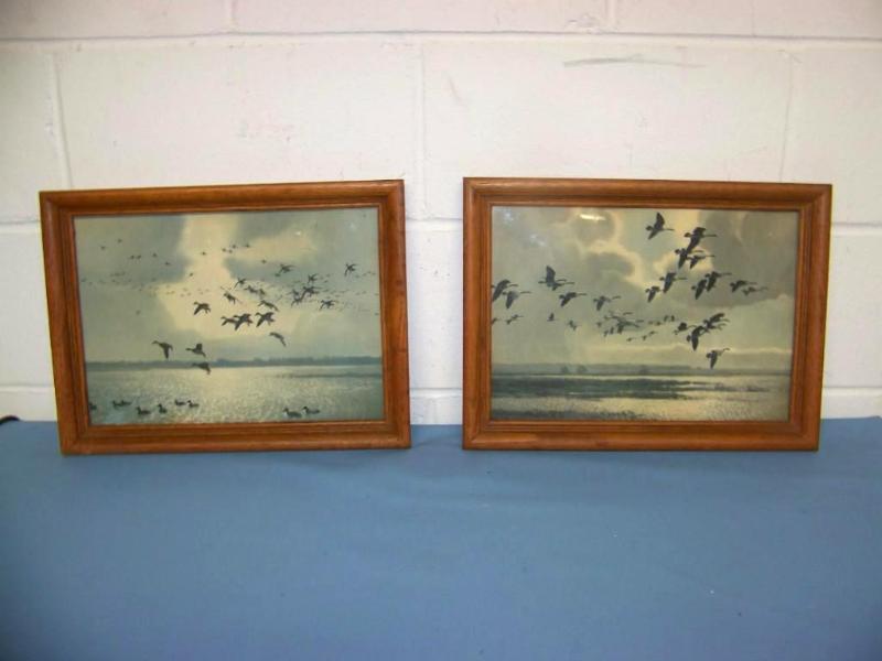 lot 72 image: (2) Old, Duck  Geese Wildlife, Framed Art