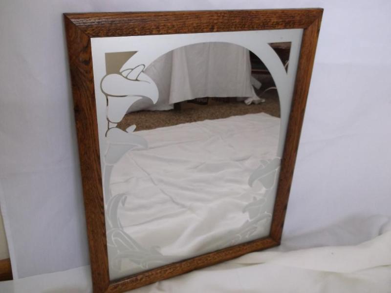 Nice Oak framed mirror 18 14&quot...