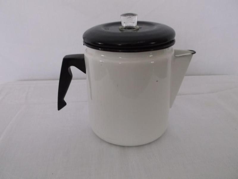 Vintage enameled coffee pot 5&quot...