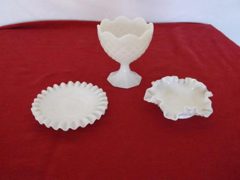 3 Nice pieces of milk glass all in ...