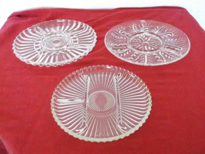 3 Glass trays 1 is a Relish 2 are f...