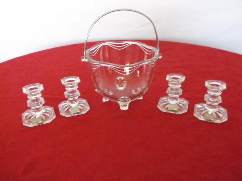 Nice glass ice bucket with 4 MIKASA...