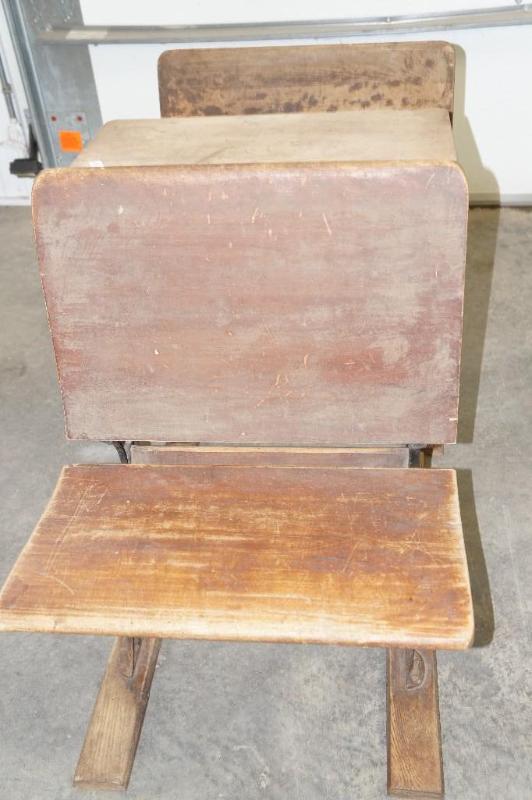 lot 57 image: Antique School Desk with 2 Chairs