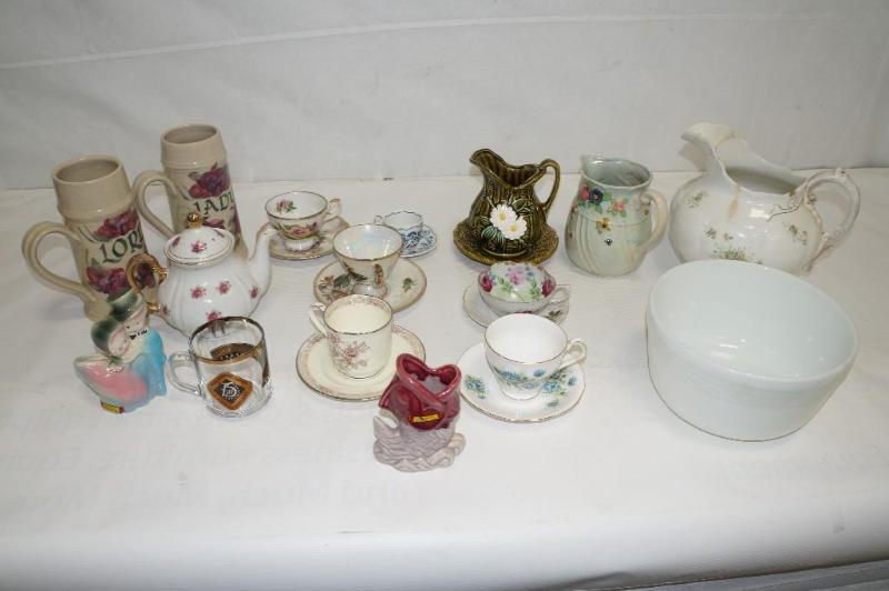 lot 65 image: Lot of Vintage Teapots , Teacups and Other Glassware
