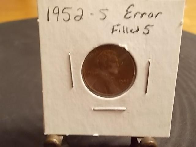1952 S Lincoln Cent Error Strike Fi...