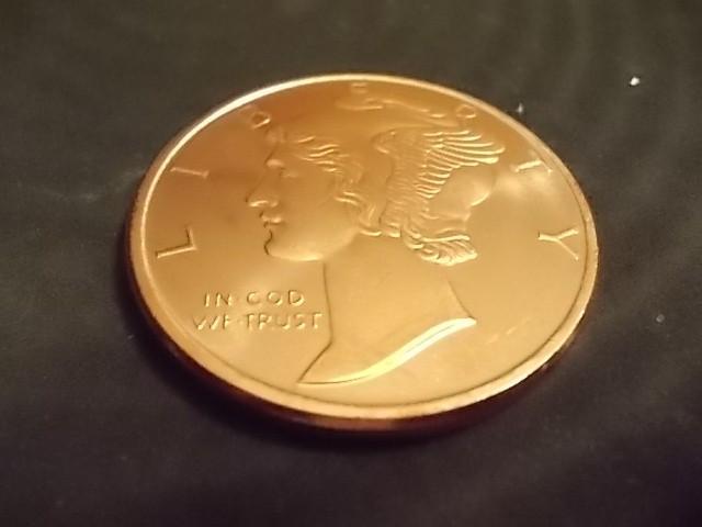 1 Oz..999 Fine Copper Round Mercury...