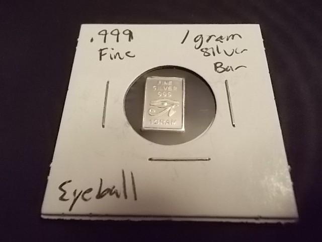 1-Gram .999 Fine Silver Bar Eye Bal...