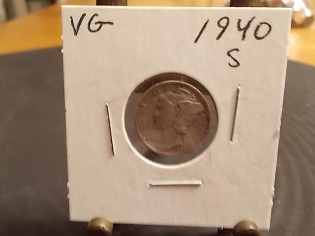 1940 S Mercury Dime VG...