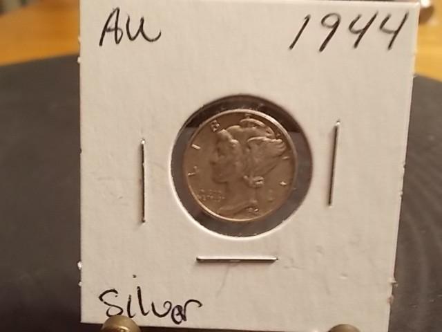 1944 Mercury Dime AU...