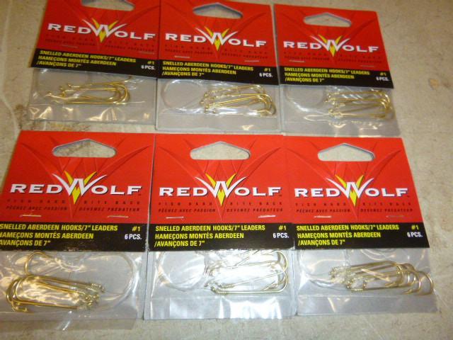 6 Packs of Red Wolf Snelled Aberdee...