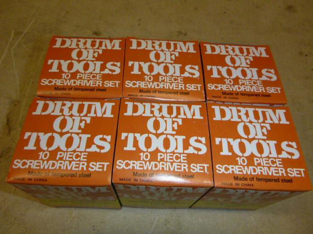 6 Drum of Tools 10 Piece Screwdrive...