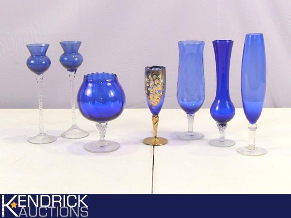 Lot of Cobalt Blue Glass and Wine Glasses