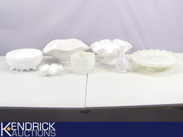 Lot of Milk Glass Bowls, Candy Dishes, and Vases