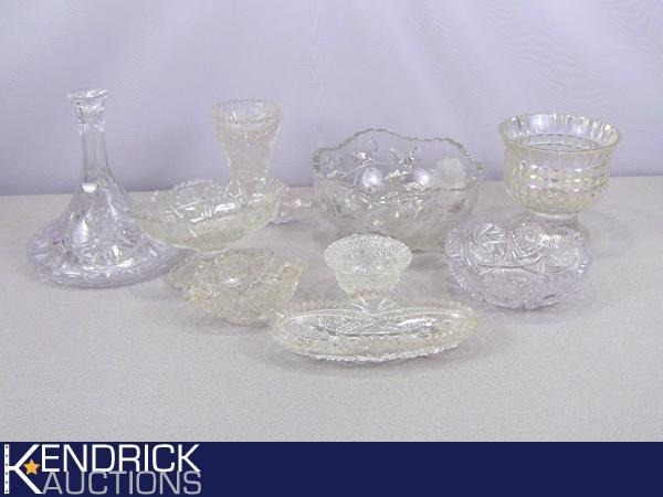 Lot of Clear Glass, Crystal, and Carnival Glass Pieces