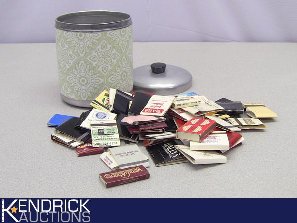 Lot of 40 Vintage Matchbooks in Covered Tin