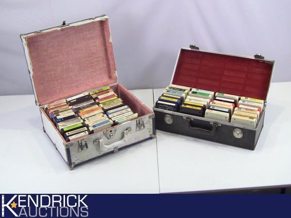 Lot of Vintage 8 Track Cassette Tapes in 2 Vintage Cases