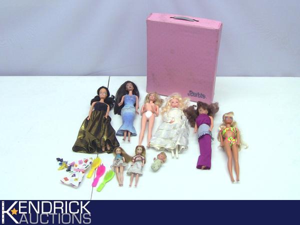 Lot of Vintage Barbie Dolls with Barbie Doll Case