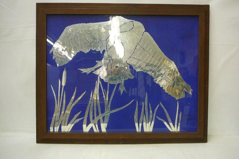 lot 1 image: Framed Glass Goose Picture  41...