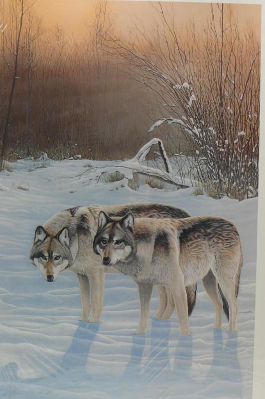lot 25 image: Winter Silence Wolves By Thomas Moe...
