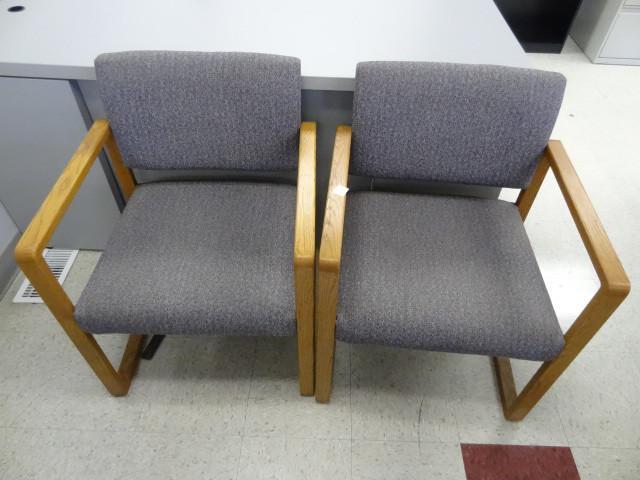 lot 12 image: 2 matching wood framed side chairs...
