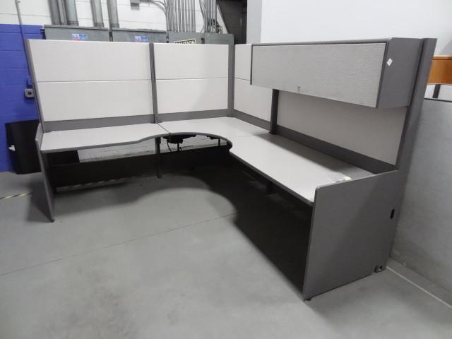 lot 129 image: L shaped desk cubical. 1 cubby. 103...