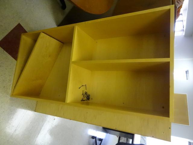 lot 14 image: Blond wall hanging book shelf. 1 ad...