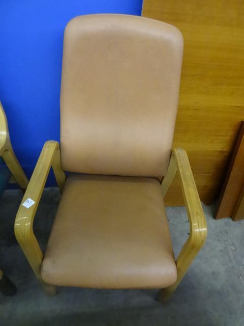 lot 163 image: Wood framed side chair with tall ba...