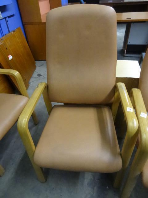 lot 164 image: Wood framed side chair with tall ba...