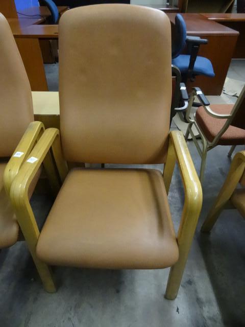 lot 165 image: Wood framed side chair with tall ba...
