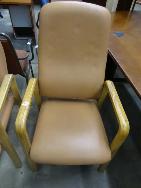 lot 166 image: Wood framed side chair with tall ba...