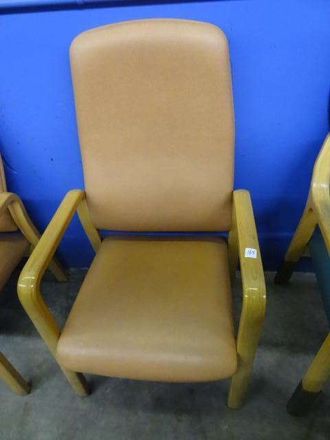 lot 168 image: Wood framed side chair with tall ba...