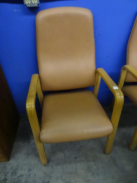 lot 169 image: Wood framed side chair with tall ba...