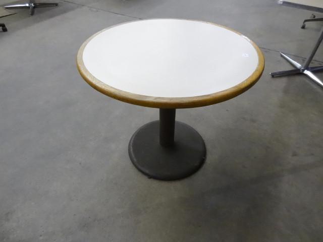 lot 185 image: 36" metal framed round table...