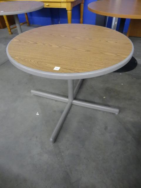 lot 203 image: 36" round metal framed table...