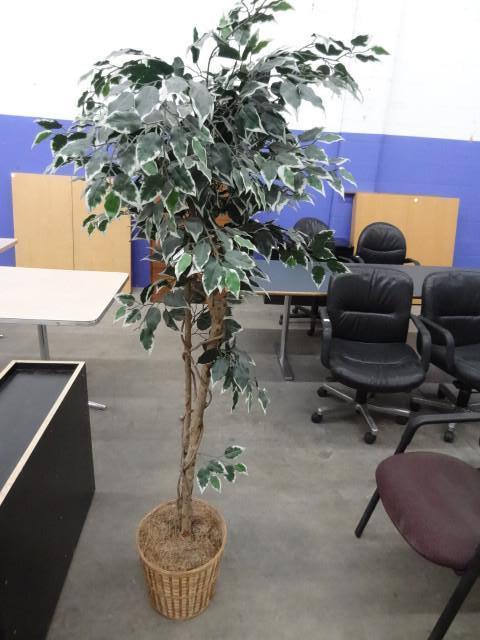 lot 250 image: Artificial tree in wicker basket...