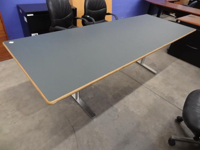 lot 253 image: 96 x 36 x 29 metal framed table...