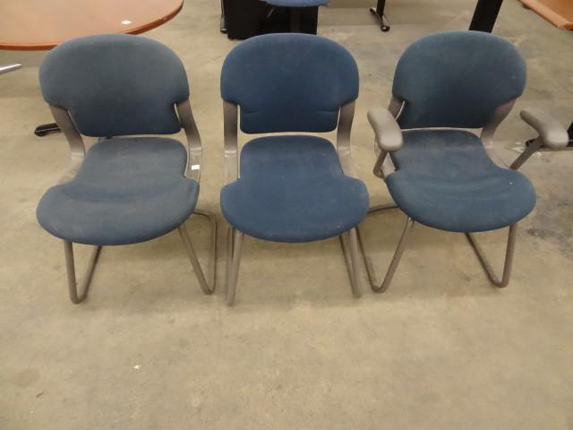 lot 303 image: 3 matching metal framed chairs...