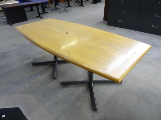lot 327 image: Wood top and metal framed conferenc...
