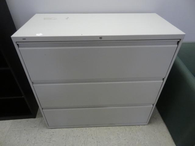 lot 4 image: 42" metal 3 drawer lateral fil...