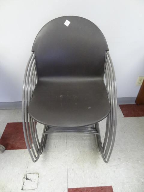 lot 41 image: 5 metal framed stack chairs...